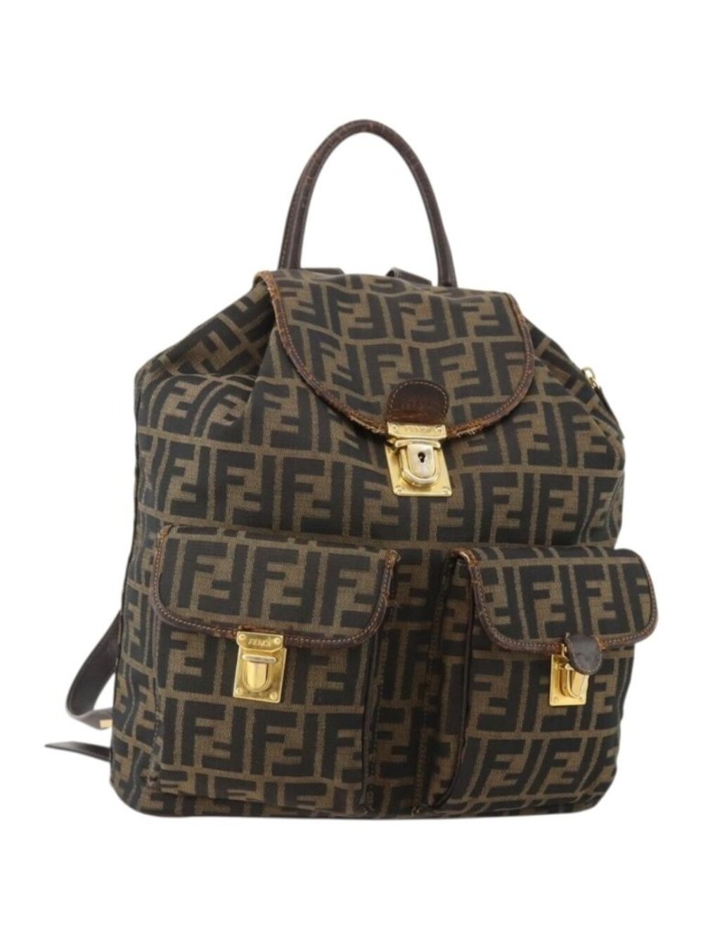 FENDI Zucca Canvas Backpack Brown Black